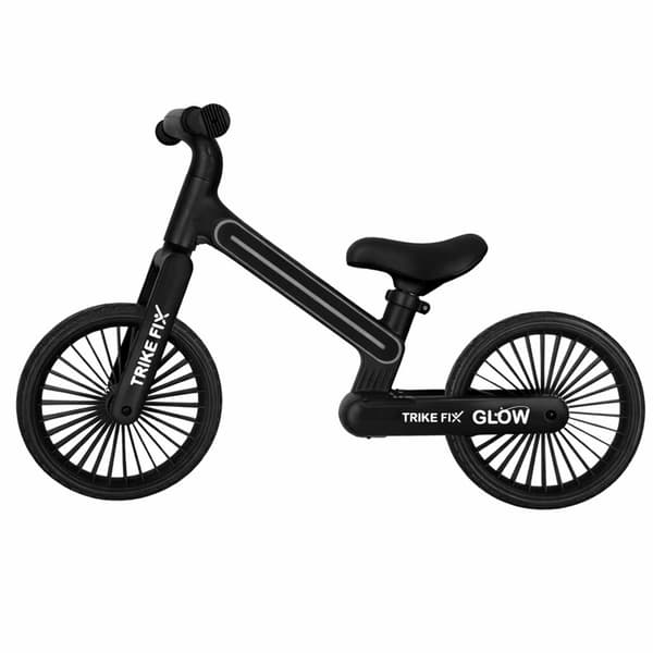 Børnebalancecykel, LED-stel, 12-tommer EVA-hjul, sort