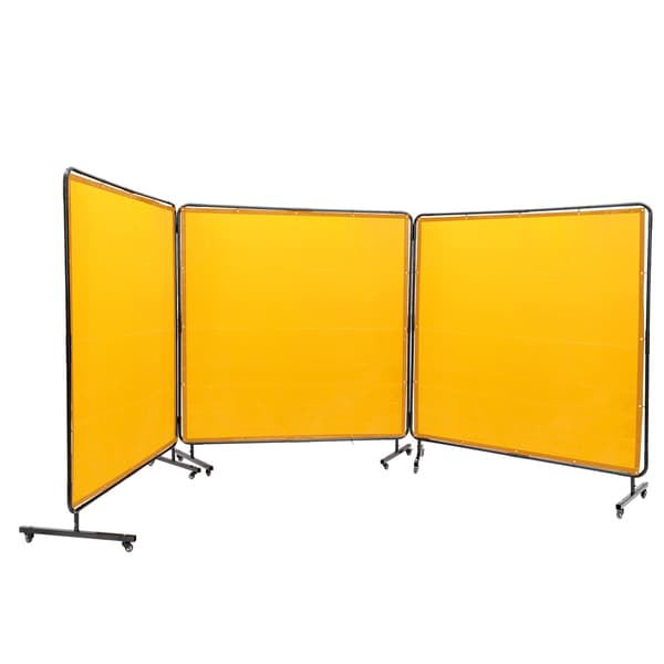Svetsskärm med ram, 3-paneler 1,8x1,8m, 12 hjul