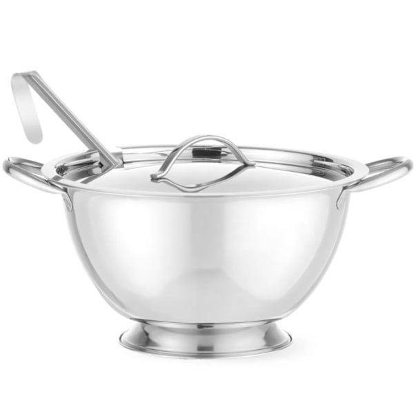 Suppeterrin med låg og slev lavet af rustfrit stål 2,7L - Hendi 434208