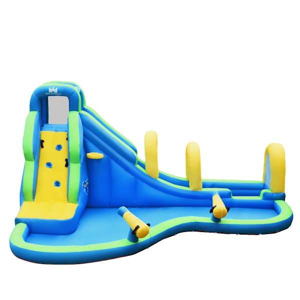 Bouncy Castle Uppblåsbar vattenrutschbana Play Pool Water Park med rutschkana 478x365x242cm