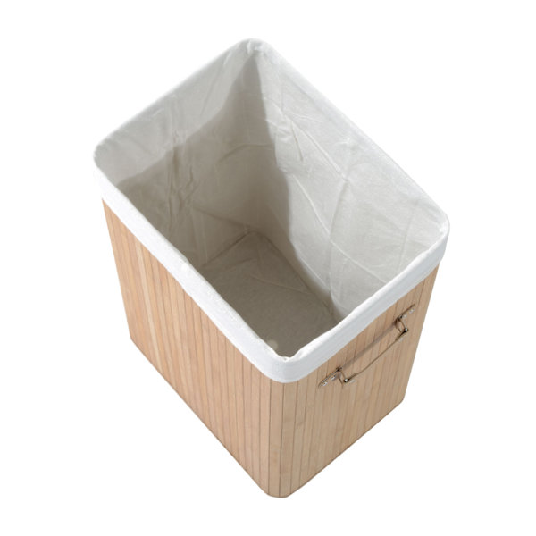 Tvättkorg Tvättlåda Med Lock Tvättkorg Canvaspåse Bambu Fällbar 72L Natur 40 X 30 X 60 Cm
