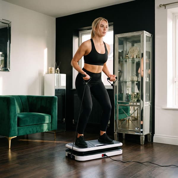 Vibrationsplatform med push-up-stænger, Bluetooth, 5 programmer