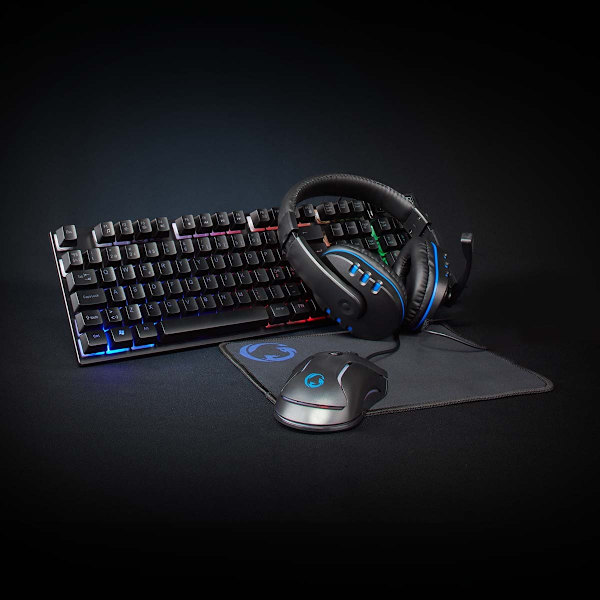 Gaming Combo Kit | 5-i-1 | Tangentbord, headset, mus och musmatta | Svart | QWERTY | ND Layout Svart