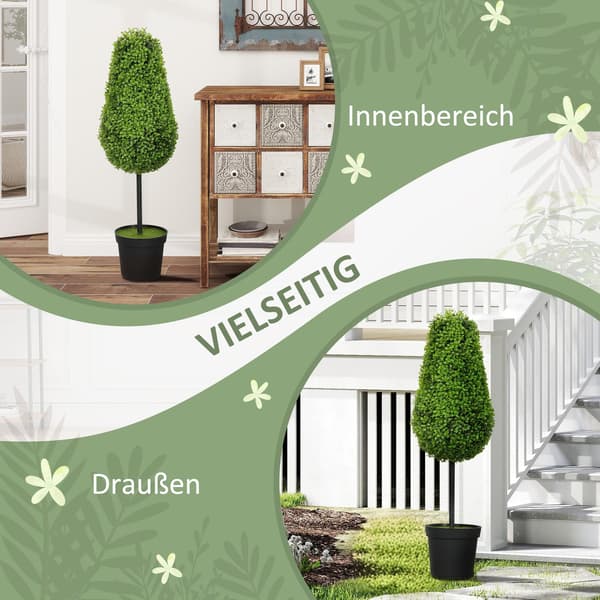Kunstigt buksbomsæt, 90 cm dråbeform, UV-resistent