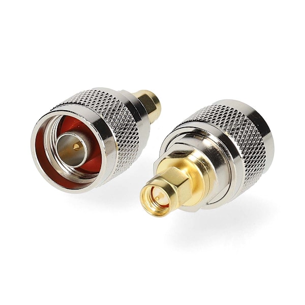 SMA adapter | SMA Han | N Han | Guldplateret | 50 Ohm | Lige | Kobber | Guld / Sølv | 2 stk. | Box