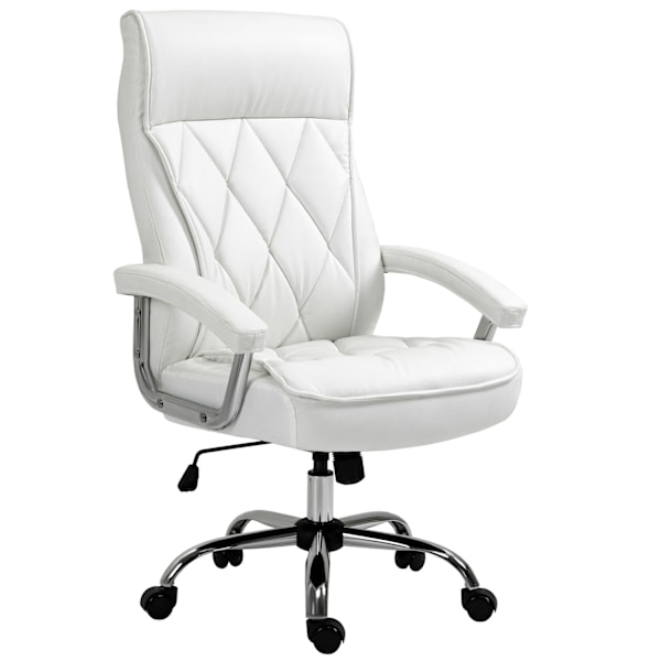 Työtuoli Pöytätuoli Kääntyvä Tuoli Ergonominen Keinutoiminnolla Korkeussäädettävä Timanttikuvio Valkoinen 66X69X121 Cm