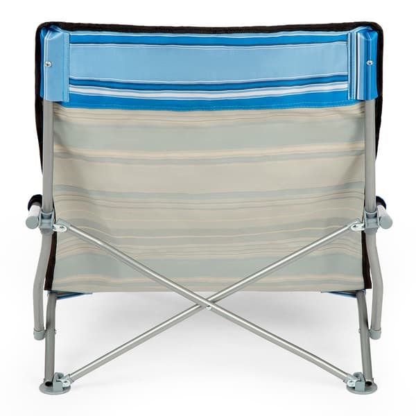 Strandstol, blå-hvid, foldbar, letvægts