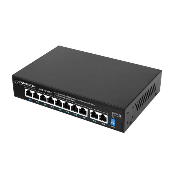Esperanza 8 Poe + 2 Uplink Port Ethernet Switch 10/100/1000 Matrix