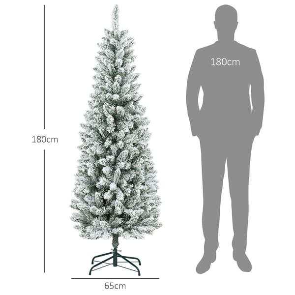 Kunstigt juletræ, 183 cm, slankt med sneeffekt
