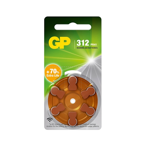 GP høreapparatbatteri ZA312/PR41 6-pak