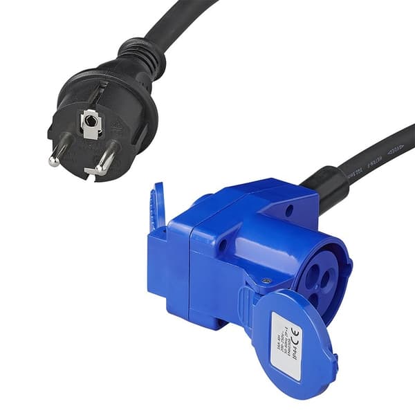 Adapterkabel 40cm fra Schuko stik til CEE vinklet stik + Schuko stik