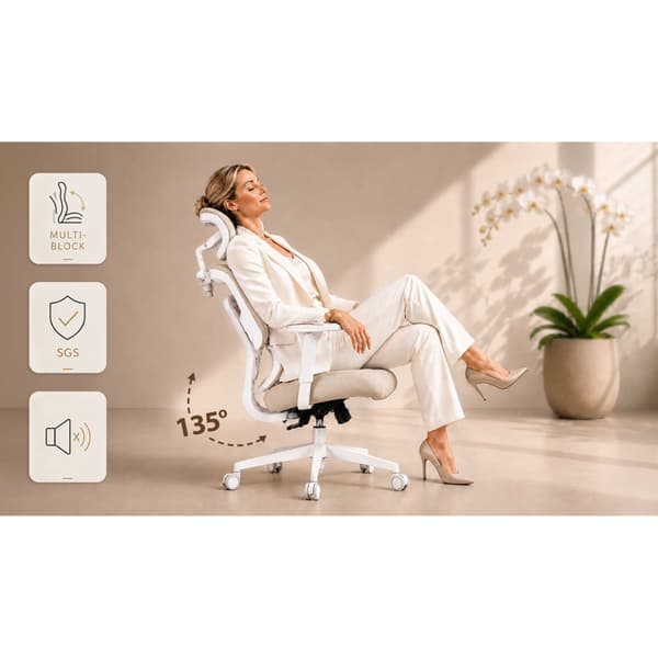 Ergonomisk kontorstol med åndbart net og justerbare funktioner