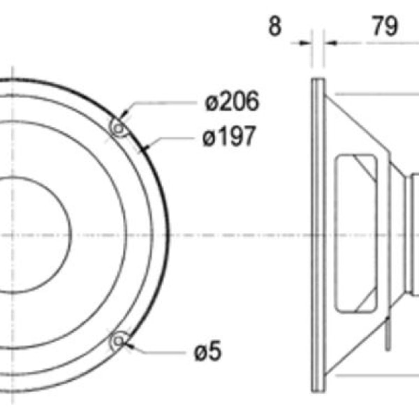 W200 - 4 Ohm Bashögtalare 20 cm (8")