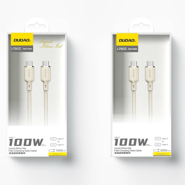 Forstærket kabel SR USB-C - USB-C 100W 2m beige