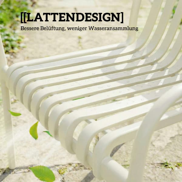 Stabelbare udendørsstole, sæt med 4, cremehvid, ergonomisk design