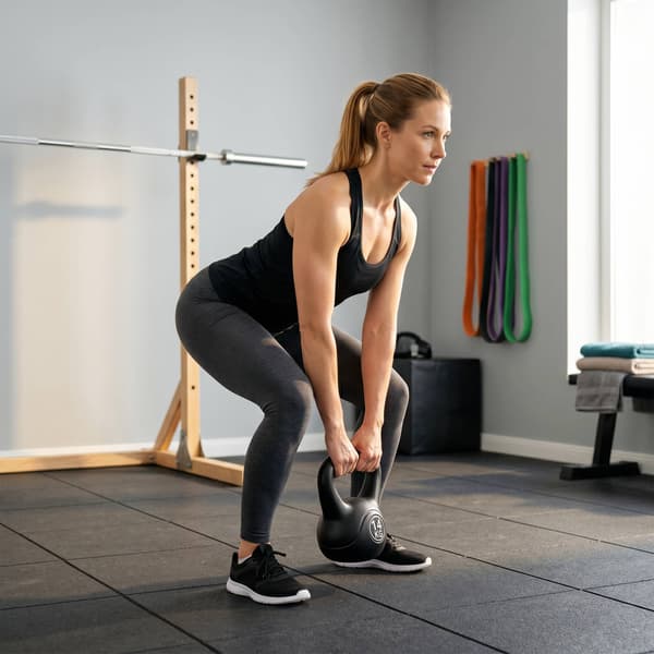 14 kg sort kettlebell med sandfyld til begyndere