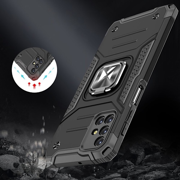 Pansarhybridfodral för Samsung Galaxy M31s + Ring Armor magnetisk hållare, silver