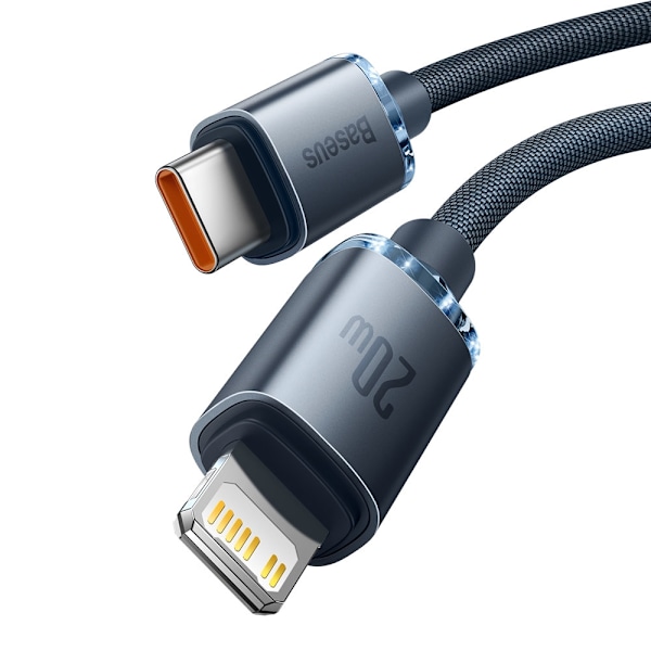 Kabel för snabbladdning och dataöverföring USB-C Iphone Lightning 20W 2m svart
