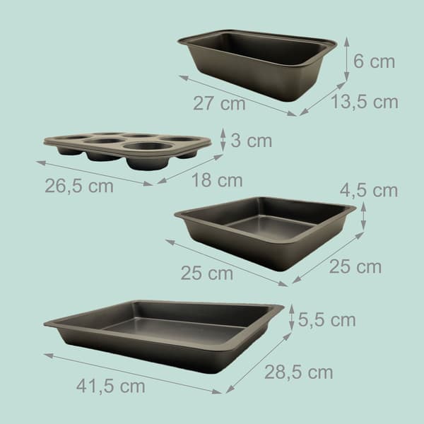 4-delat bakformset med non-stick-beläggning – kolstål