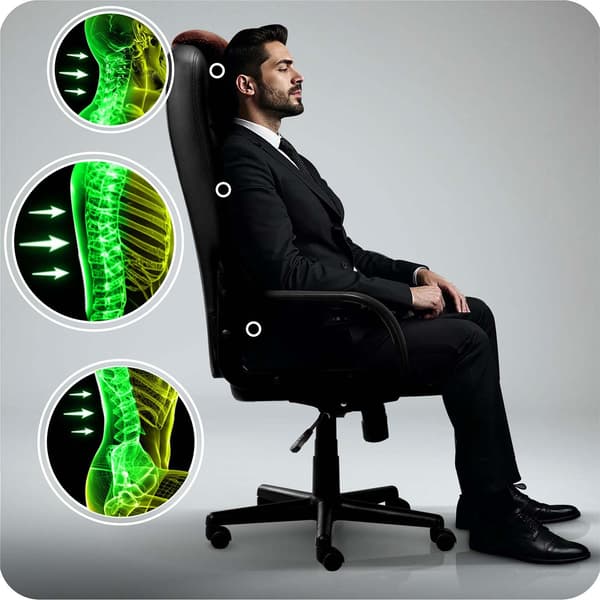Ergonomisk kontorstol, sortbrun, justerbar højde
