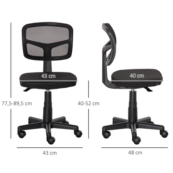 Ergonomisk kontorstol, justerbar højde, sort mesh
