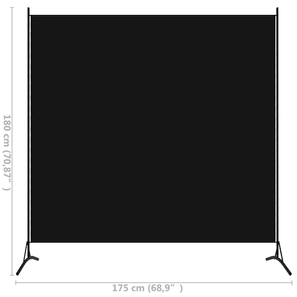 Rumdeler sort 175x180 cm stof