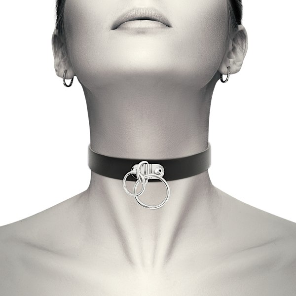 Coquette Chic Desire - Double Ring Vegan Leather Choker