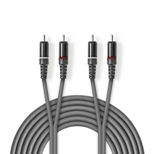 Stereo Audio kabel | 2x RCA Hanstik | 2x RCA Hanstik | Nikkelpla