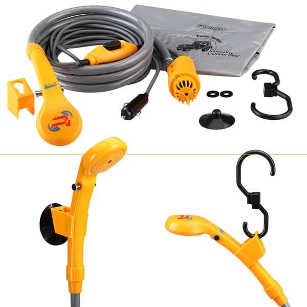 Bærbar 12V campingbruser, 5m kabel, justerbart tryk