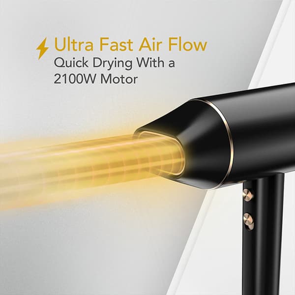 Wahl Ionic Flow hårtork 2100 W med Cool Shot, svart, diffusor, koncentrator