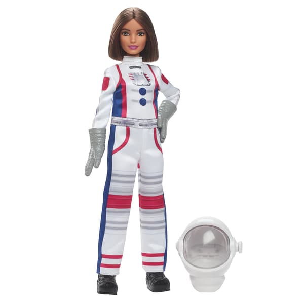 Astronautkarrieredukke med roterende hjelm og tilbehør