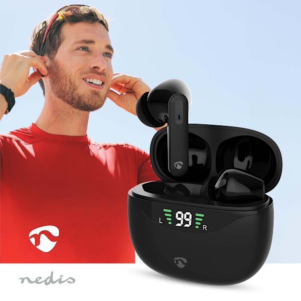 Fullt Trådlösa hörlurar | ANC (Active Noise Cancelling) | Bluetooth® | Maximal batteritid: 30 timmar | Tryck på Kontroll | Batteri hölje | Trådlöst la