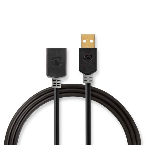 USB-kabel | USB 2.0 | USB-A Hane | USB-A Hona | 480 Mbps | Guldp