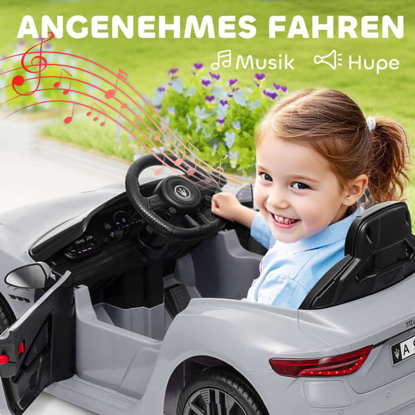 12 V lasten sähköauto LED-valoilla, musiikilla, harmaa