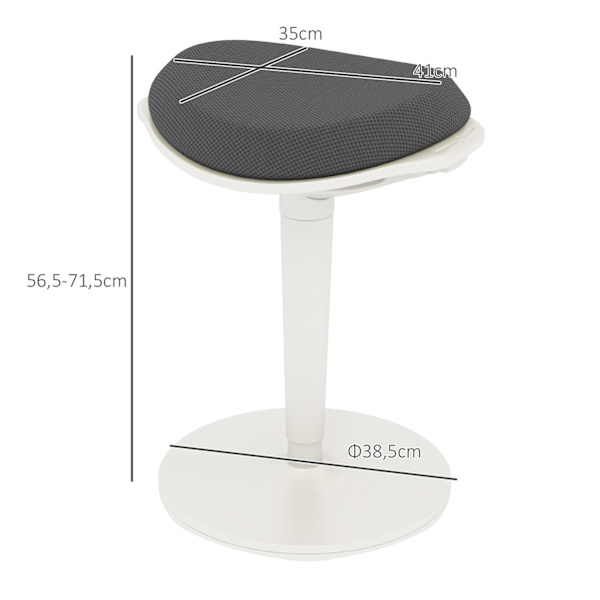 Pendelskammel, ergonomisk kontorstol, højdejusterbar arbejdsskammel, drejestol til kontor, mesh, grå