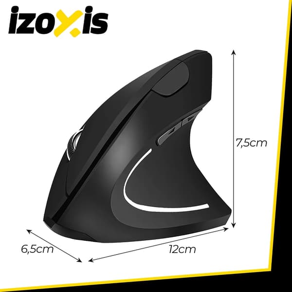 Trådlös ergonomisk vertikal mus, USB, 6 knappar