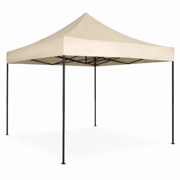 Automatisk 3x3m haveeventtelt, beige, højdejusterbart