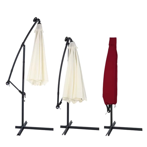 Parasolovertræk, rødt, 3m, polyester, lynlåslukning