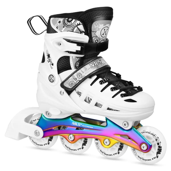 Inline/skøjter, 4-i-1, hvid LED, størrelse L (39-42)