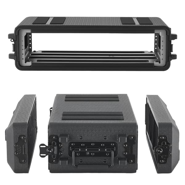 2U rackmonteret flightcase, 260 mm dybde, mikrofonopbevaring