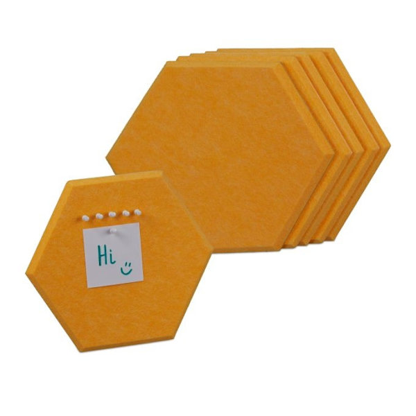 Gula hexagoner för stiftbräda med filt - 6 st