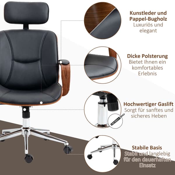 Ergonomisk kontorstol med høj ryglæn, sort