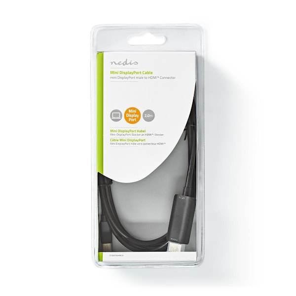 Mini DisplayPort kaapeli | DisplayPort 1.4 | Mini DisplayPort Uros | HDMI™ liitin | 48 Gbps | Niklattu | 2.00 m | Pyöreä | PVC | Musta | Blister