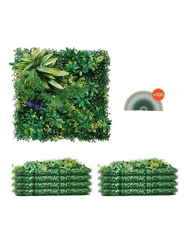 Tekonurmi-seinäpaneelit, 8 kpl 20x20 tuumaa, 3D-puksipuu