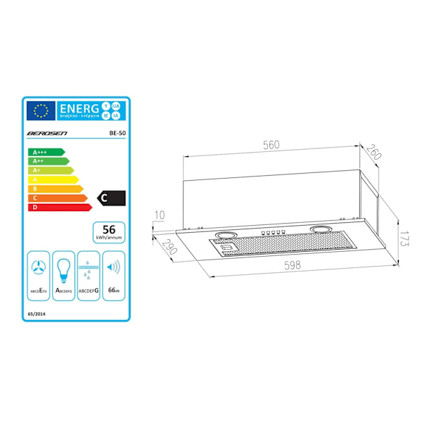 Köksfläkt under skåp 60 cm Rostfri BE-50