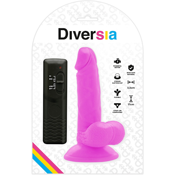 Diversia - Fleksibel Vibrerende Dildo Lilla 17 Cm -O- 3,3 Cm