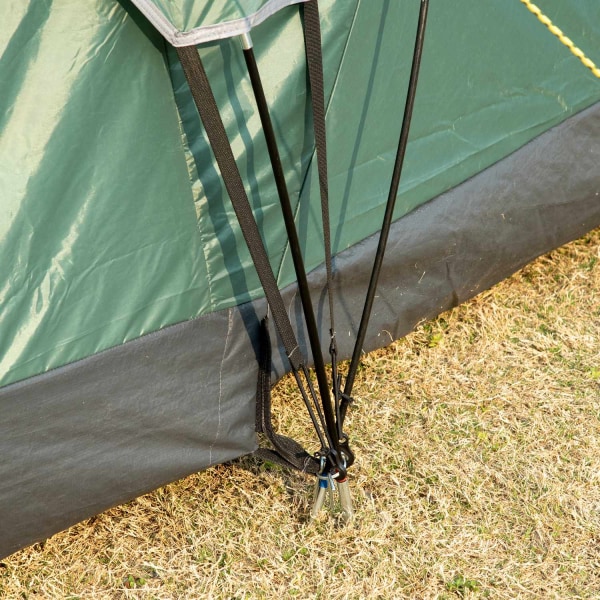 Camping Teltta 5-6 Hengelle Tunneliteltta Tapeilla, Kupoliteltta, Polyesteri, Armeijanvihreä + Musta, 4,55X2,3X1,8M