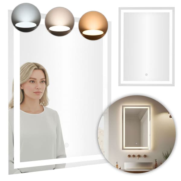 LED badeværelsesspejl 50x70 cm, 3 lysfarver, touch-afbryder