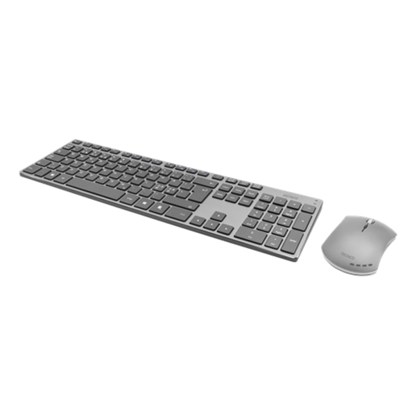 DELTACO Trådløst Aluminum Keyboard + Mus, Pan Nordic - Mørkegrå