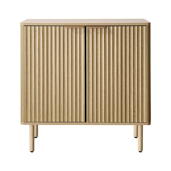 Kaffebarskab, riflet egetræ, 2 låger, 80 cm